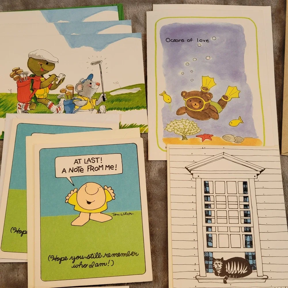 Vintage Greeting Card Lot 12pc+ Multicolor Animal Nature Whimsical Blank